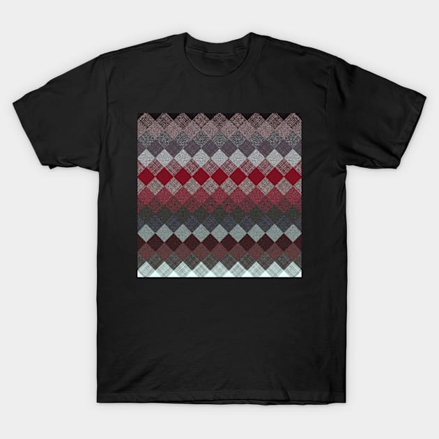 black white grey silver red geometric pattern T-Shirt by katerina-ez